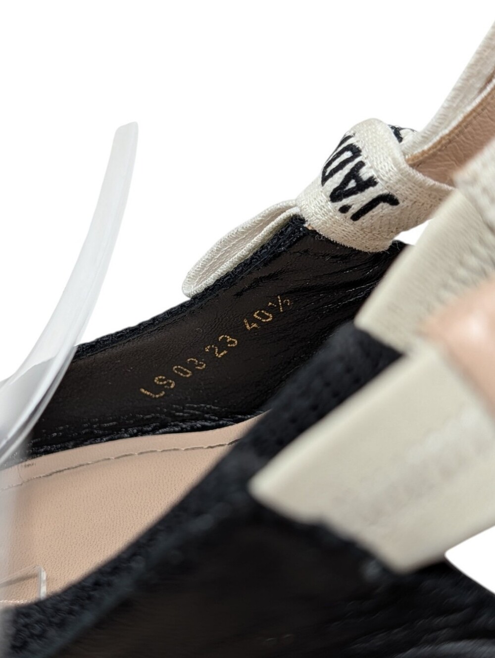 Dior Logo Black Slingback Kitten Heels J'ADIOR Ribbon Pointed Pumps Size EU 40.5 - Picture 13 of 14